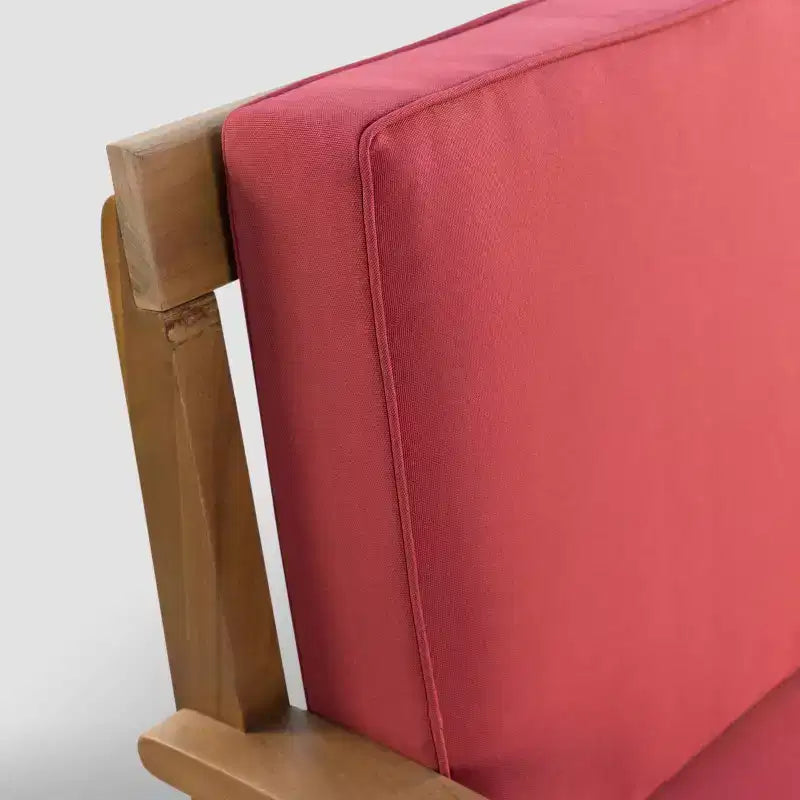 Ensemble causeuse et table basse Peyton 2 pièces en bois d'acacia – Teck/Rouge – Christopher Knight Home