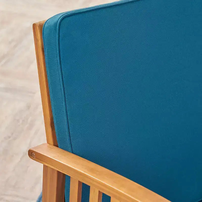 Carolina : Ensemble 5 fauteuils de club en acacia avec table basse, finition patine brune/bleu sarcelle foncé - Christopher Knight Home : Salon de jardin résistant aux intempéries