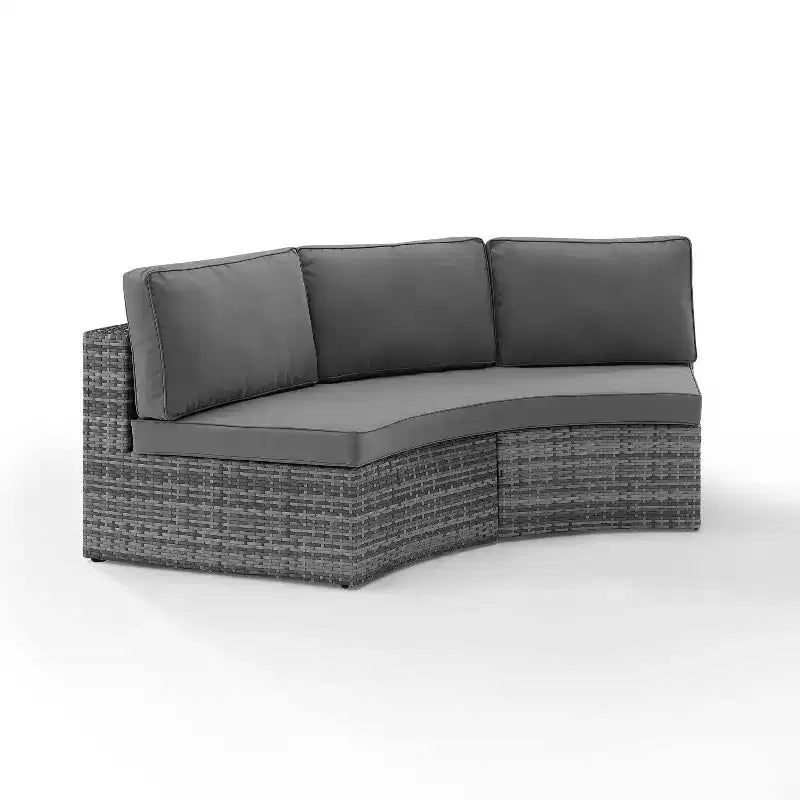 Canapé d'angle rond en osier Catalina : Meuble d'extérieur, 3 places, incurvé - Crosley