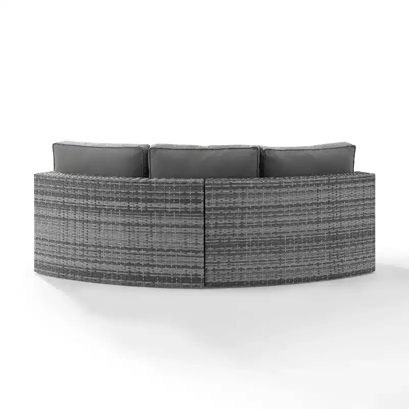 Canapé d'angle rond en osier Catalina : Meuble d'extérieur, 3 places, incurvé - Crosley