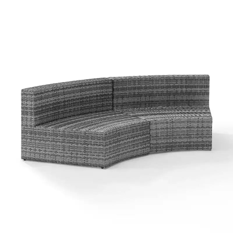 Canapé d'angle rond en osier Catalina : Meuble d'extérieur, 3 places, incurvé - Crosley