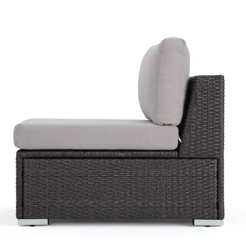 Christopher Knight Home Canapé d'angle d'extérieur 3 pièces en osier Santa Rosa gris/gris clair