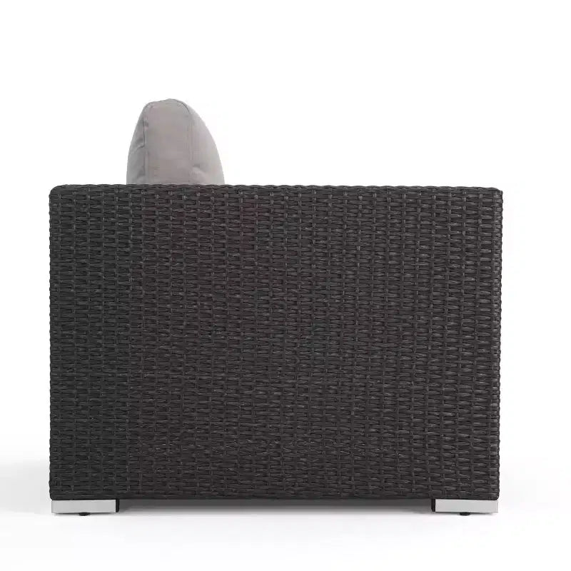 Christopher Knight Home Canapé d'angle d'extérieur 3 pièces en osier Santa Rosa gris/gris clair