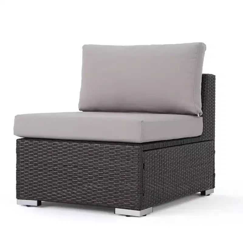 Christopher Knight Home Canapé d'angle d'extérieur 3 pièces en osier Santa Rosa gris/gris clair
