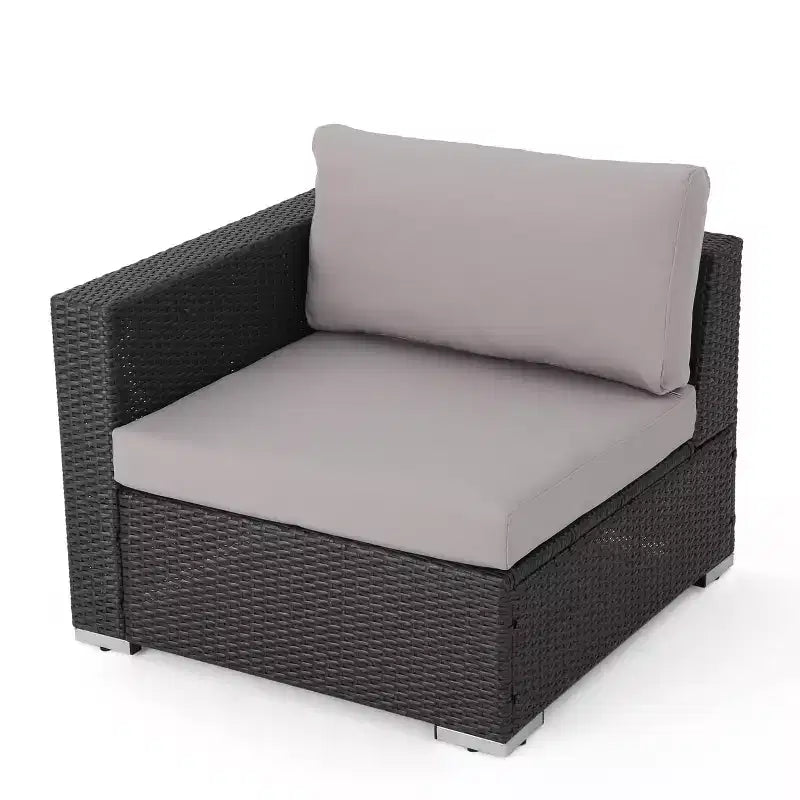 Christopher Knight Home Canapé d'angle d'extérieur 3 pièces en osier Santa Rosa gris/gris clair