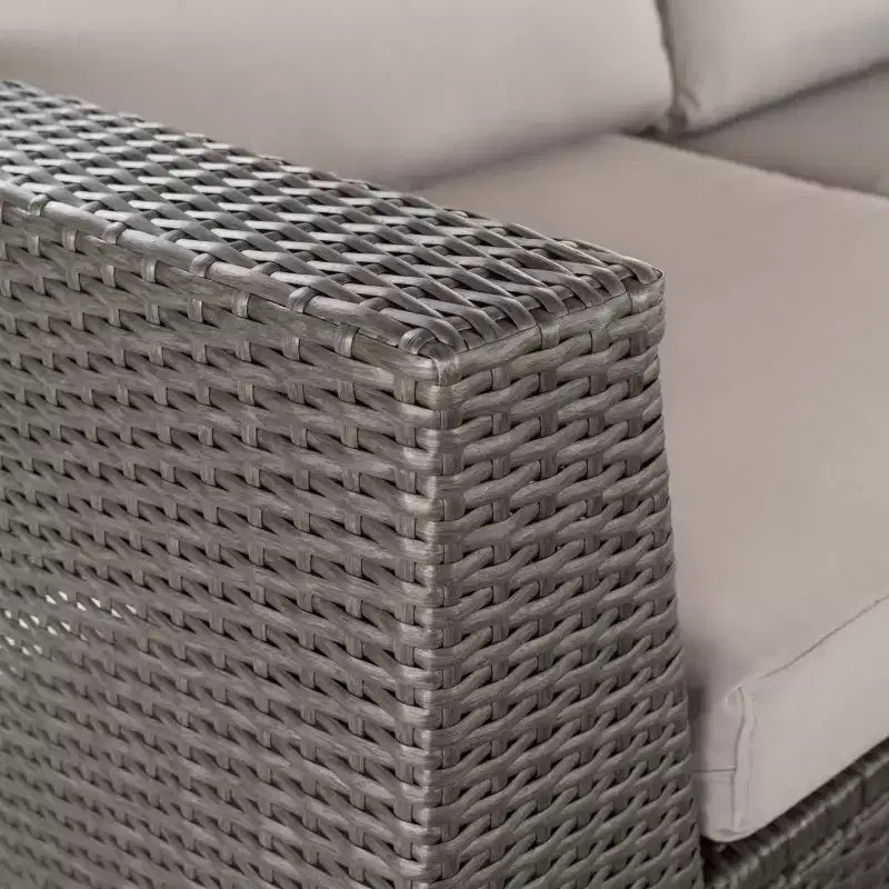 Christopher Knight Home Canapé d'angle d'extérieur 3 pièces en osier Santa Rosa gris/gris clair