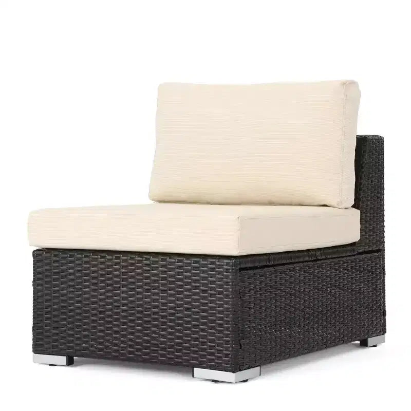 Christopher Knight Home Canapé d'angle d'extérieur 3 pièces en osier Santa Rosa marron/beige