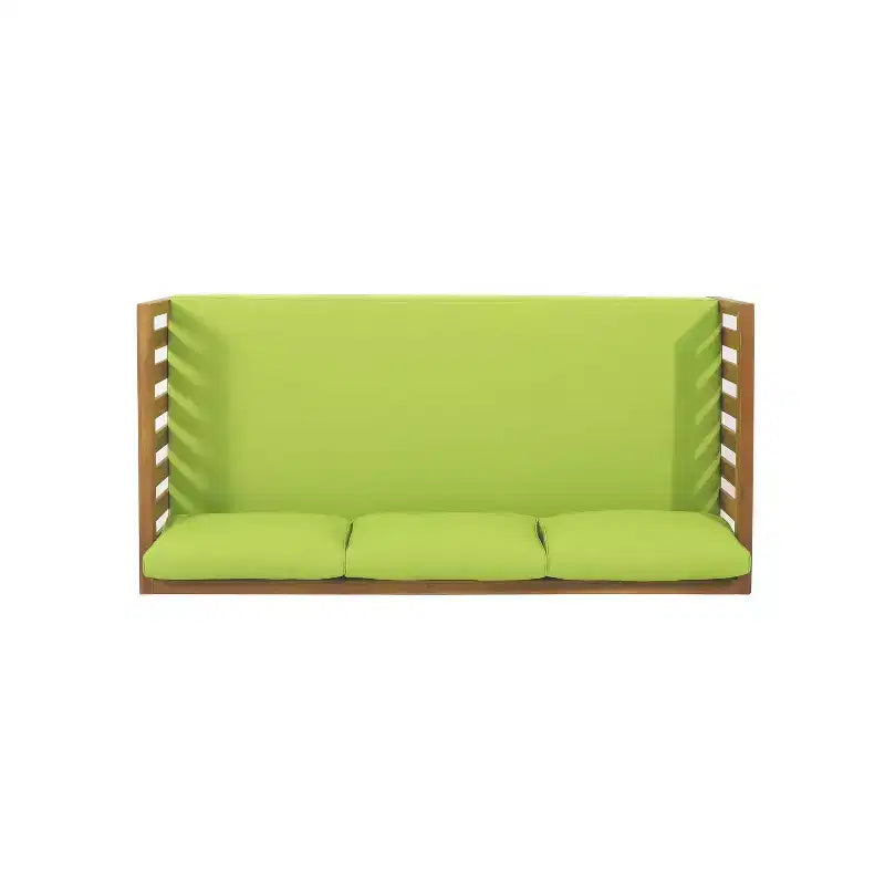 Lit de repos à 3 places d'extérieur en bois d'acacia Claremont avec coussins teck/vert - Christopher Knight Home : Canapé de terrasse résistant aux UV et hydrofuge