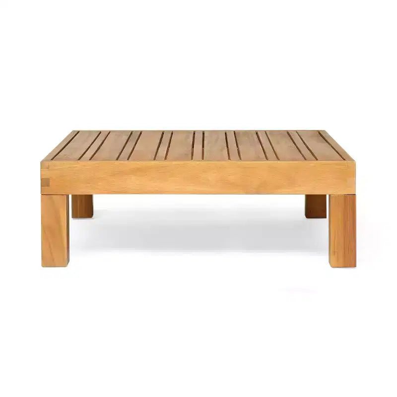 Lot de 2 canapés 2 places avec accoudoir droit et table basse Oana en bois d'acacia pour extérieur avec coussins teck/beige - Christopher Knight Home