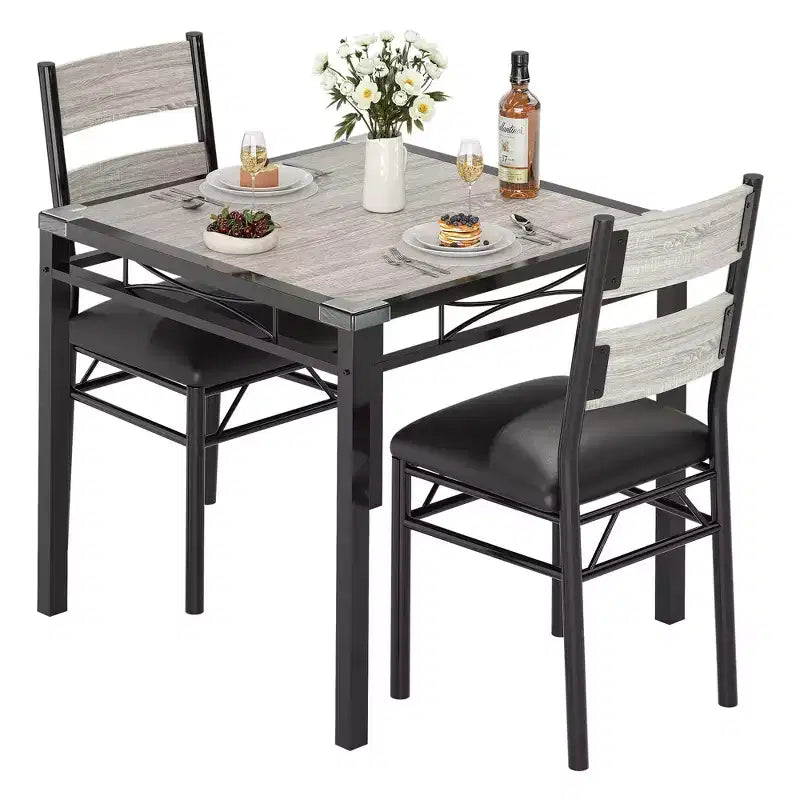 Ensemble table à manger pour 4 personnes, avec 4 chaises rembourrées, ensemble de 5 pièces de table de cuisine en bois avec protecteur de coin pour cuisine, appartement, petit espace.