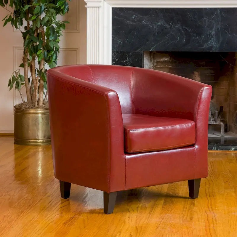 Fauteuil club baquet en cuir reconstitué rouge oxblood par Christopher Knight Home
