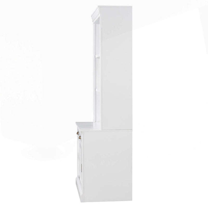 Étagère haute moderne avec éclairage LED et options de rangement polyvalentes