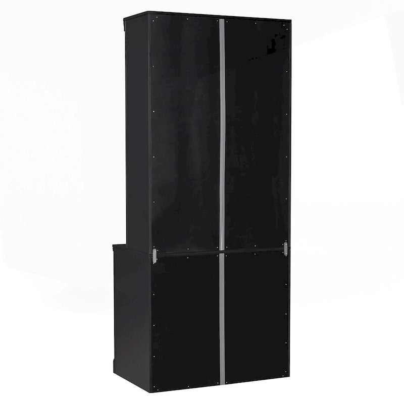Étagère haute moderne avec éclairage LED et options de rangement polyvalentes
