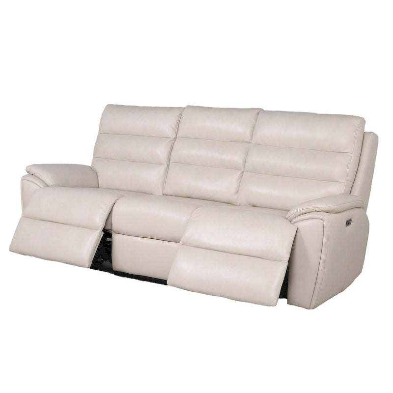 Canapé inclinable électrique en cuir pleine fleur ivoire Durham de Steve Silver