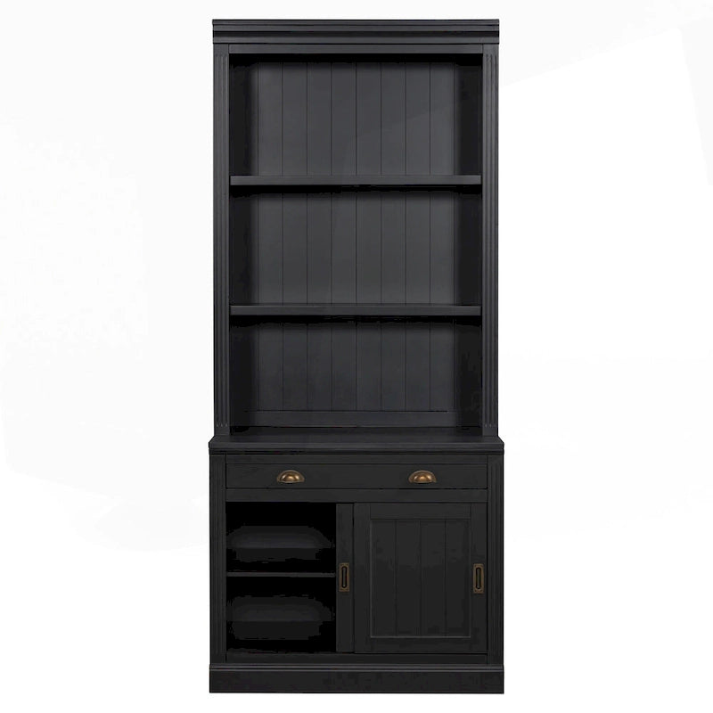 Étagère haute moderne avec éclairage LED et options de rangement polyvalentes