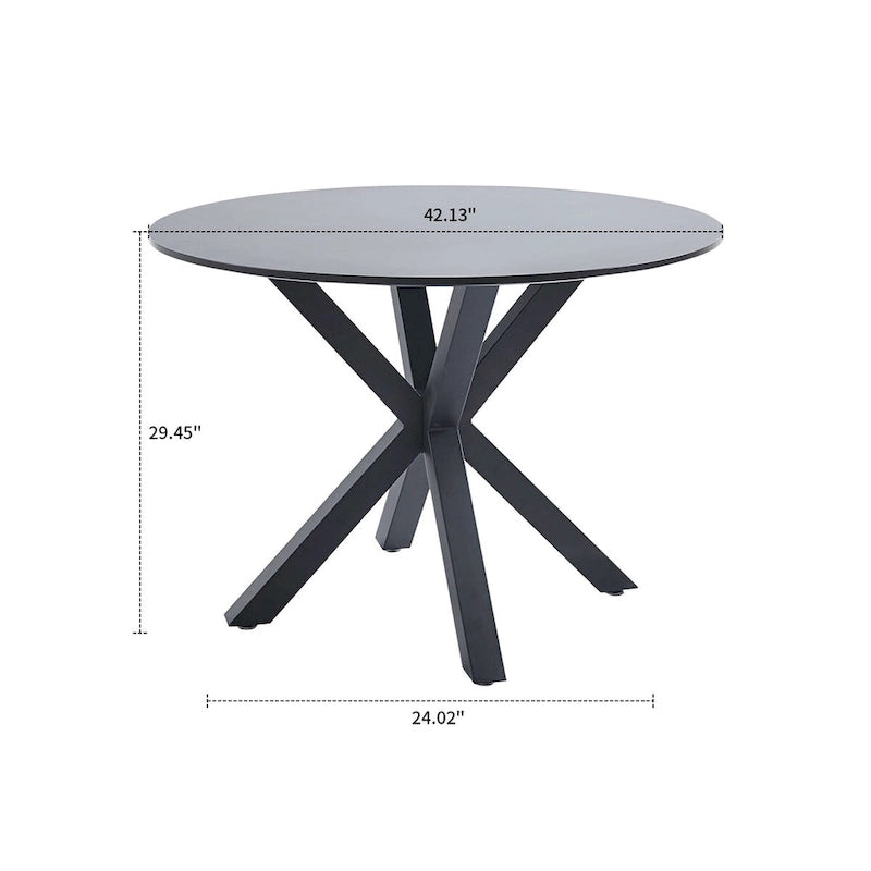 Table de salle à manger ronde minimaliste moderne avec plateau en MDF et pieds en métal