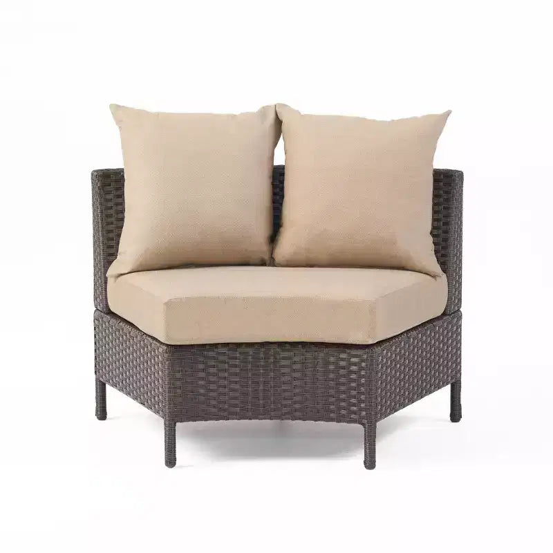 Christopher Knight Home Harper Outdoor Wicker Curved 76 W Loveseat Sectional with Cushions