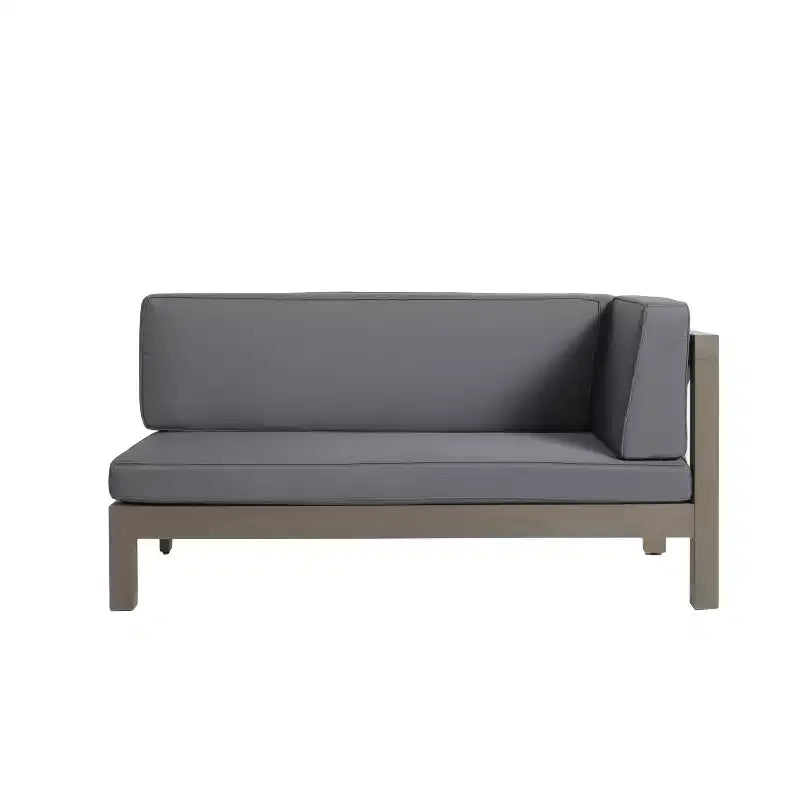GDFStudio Caspian - Canapé d'angle extérieur à gauche 4 places en bois d'acacia 88,5 avec coussins