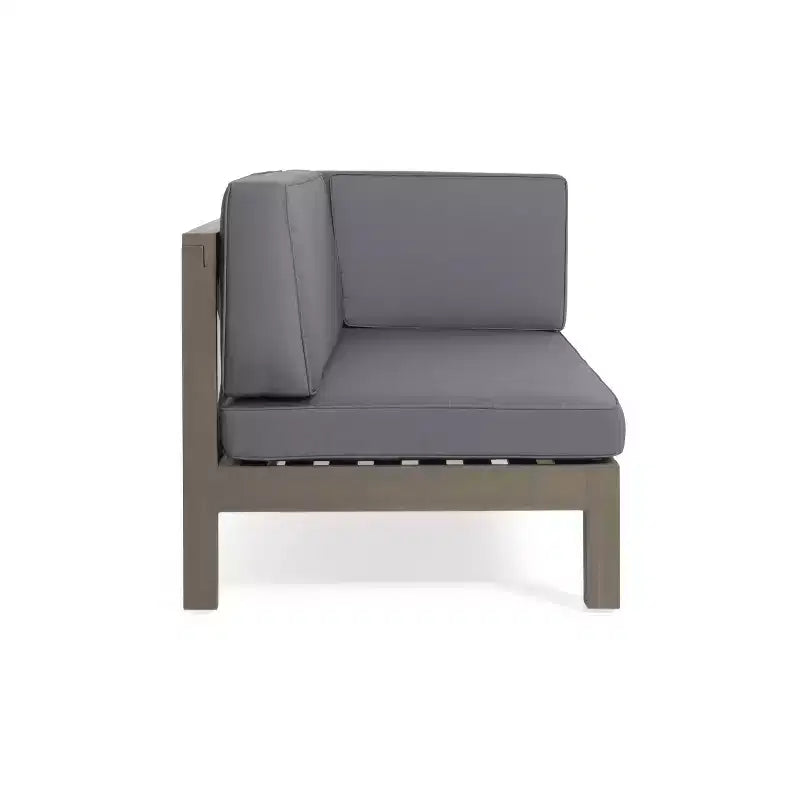 GDFStudio Caspian - Canapé d'angle extérieur à gauche 4 places en bois d'acacia 88,5 avec coussins