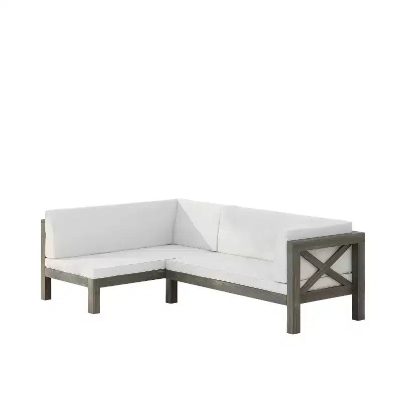 GDFStudio Caspian - Canapé d'angle extérieur à gauche 4 places en bois d'acacia 88,5 avec coussins
