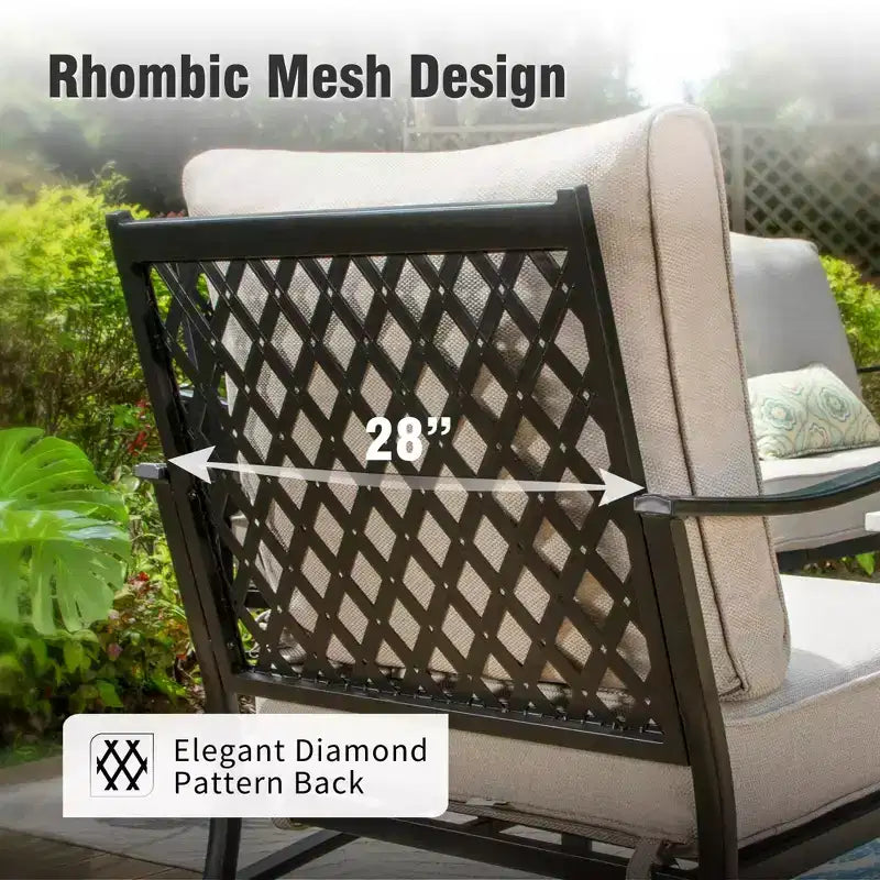 Ensemble conversationnel extérieur Captiva Designs 6 pièces avec bras et repose-pieds à dossier grillagé pour jardin, piscine, cour