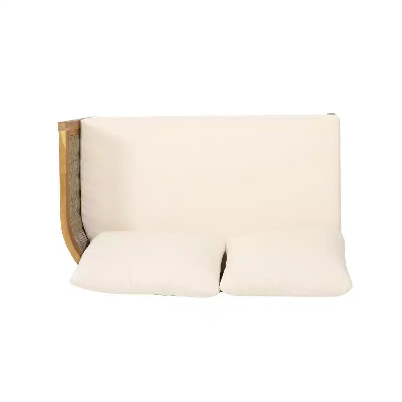 Ensemble de canapé d'angle 5 places d'extérieur GDFStudio Hiland en bois d'acacia et osier rond avec coussins, teck/beige