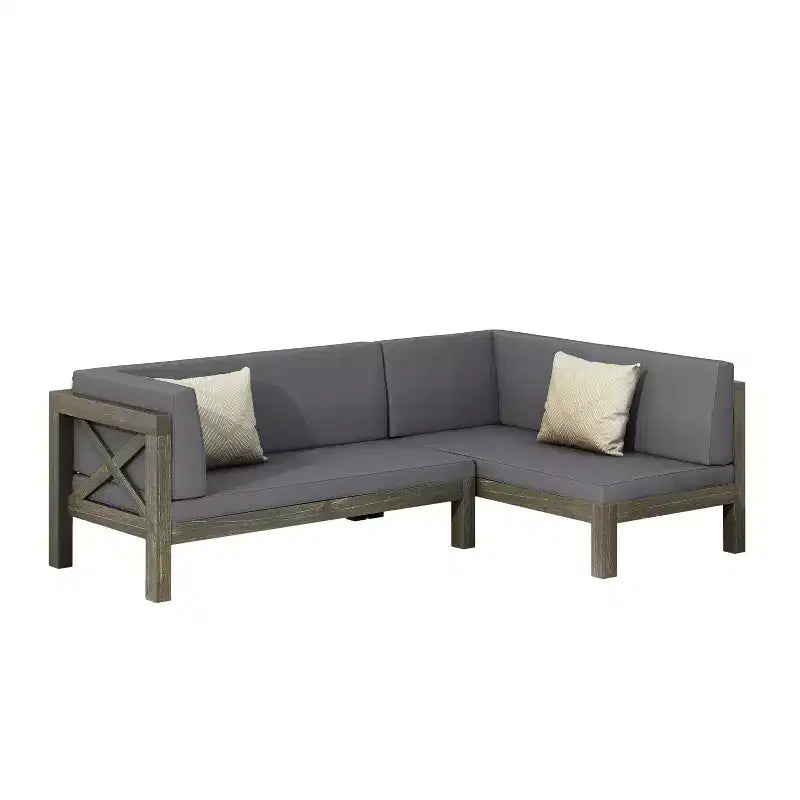 Christopher Knight Home Lyra Canapé d'angle sectionnel 4 places en bois d'acacia d'extérieur avec coussins