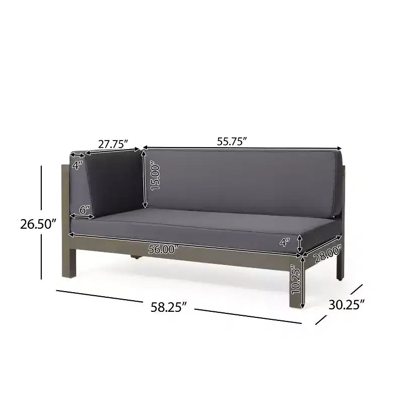 Christopher Knight Home Lyra Canapé d'angle sectionnel 4 places en bois d'acacia d'extérieur avec coussins