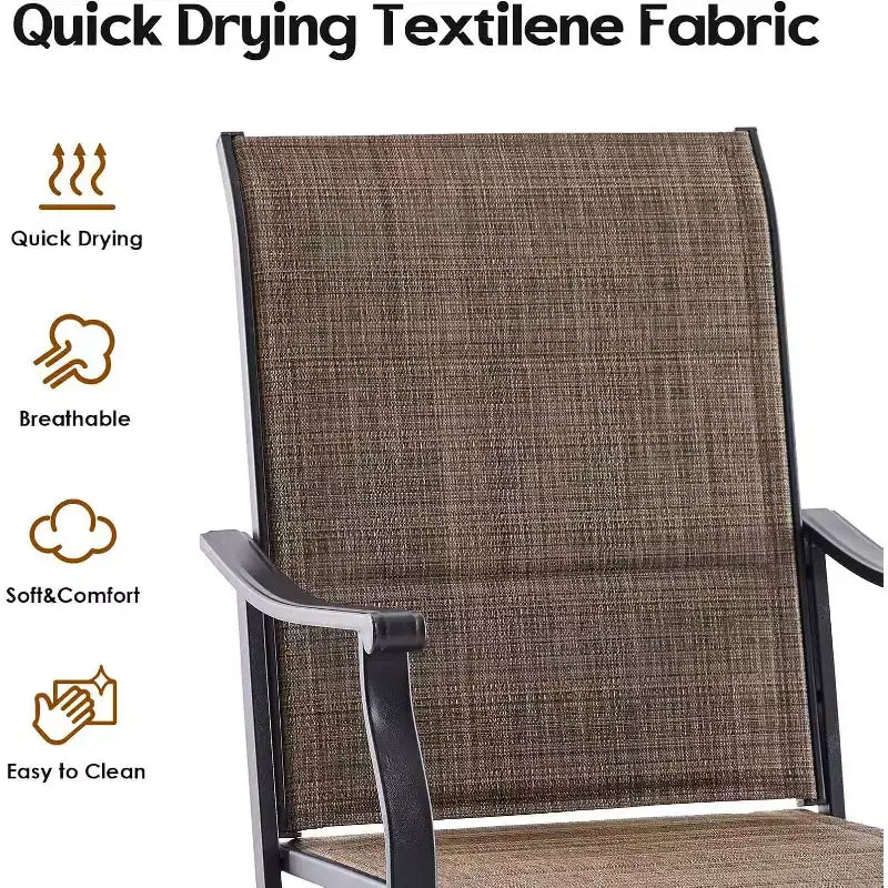 Lot de 2 chaises de salle à manger d'extérieur pivotantes à 360° – Fauteuils en métal avec tissu Textilène, pour toutes les conditions météorologiques, design ergonomique idéal