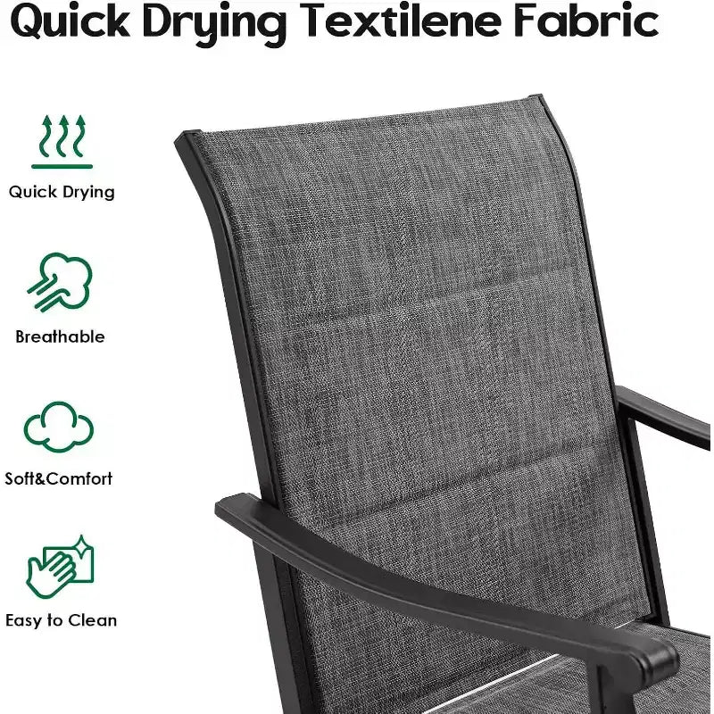 Lot de 2 chaises de salle à manger d'extérieur pivotantes à 360° – Fauteuils en métal avec tissu Textilène, pour toutes les conditions météorologiques, design ergonomique idéal