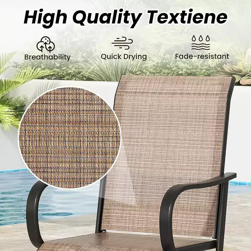 Lot de 4 tabourets de bar pivotants d'extérieur – Tissu Textilène, rotation à 360°, design ergonomique toutes saisons, hauteur de bar idéale pour balcon et terrasse