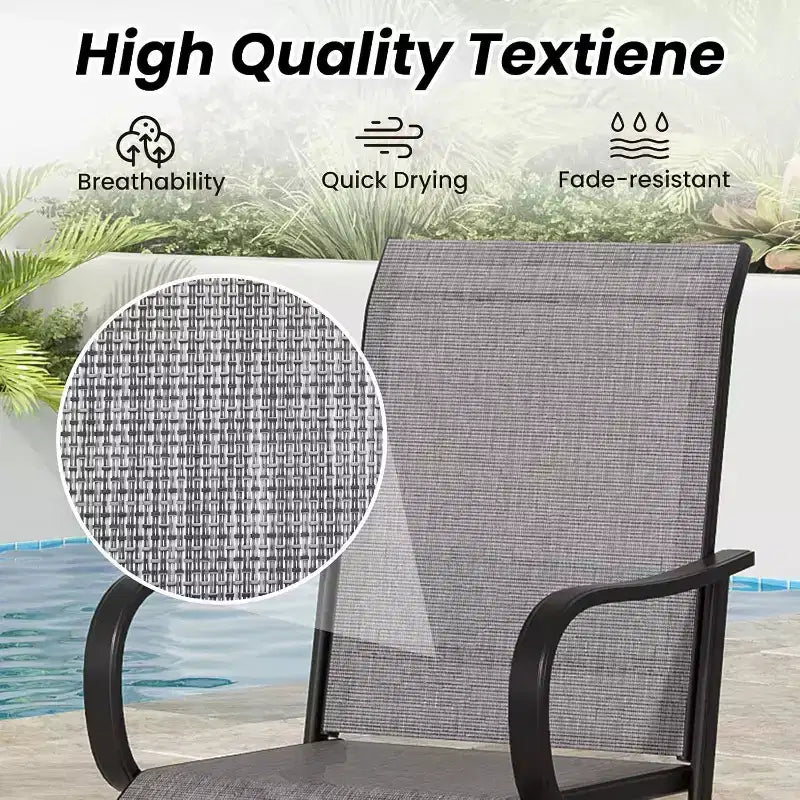Lot de 4 tabourets de bar pivotants d'extérieur – Tissu Textilène, rotation à 360°, design ergonomique toutes saisons, hauteur de bar idéale pour balcon et terrasse
