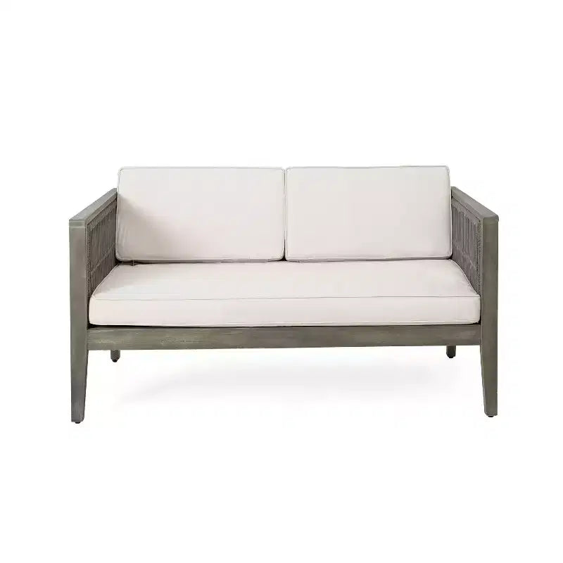 Christopher Knight Home Yan Ensemble de chaises de patio 4 pièces en bois d'acacia tressé avec coussin résistant à l'eau