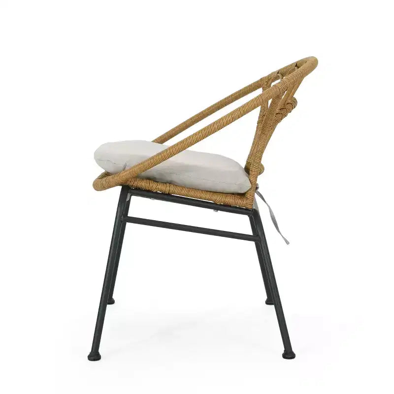 Christopher Knight Home Banya Salon de jardin 3 pièces en osier et fer avec table en verre trempé, marron clair/beige