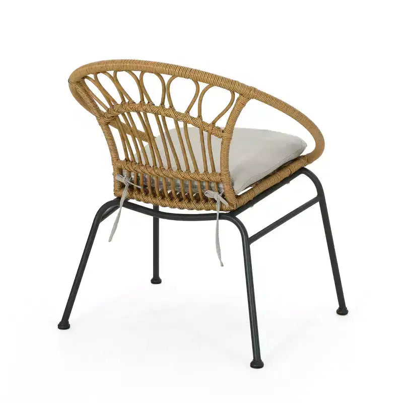 Christopher Knight Home Banya Salon de jardin 3 pièces en osier et fer avec table en verre trempé, marron clair/beige