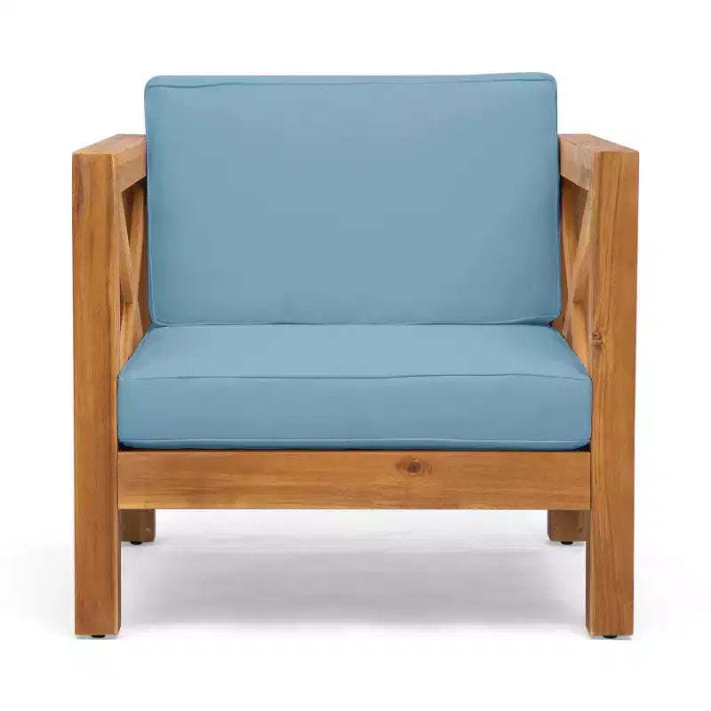 Christopher Knight Home Brava Ensemble de conversation d'extérieur 4 places en bois d'acacia avec coussins