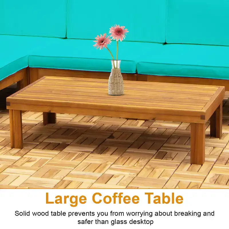 Ensemble de canapés de terrasse 5 pièces FDW en bois d'acacia avec table basse et chaises d'extérieur, coussins inclus