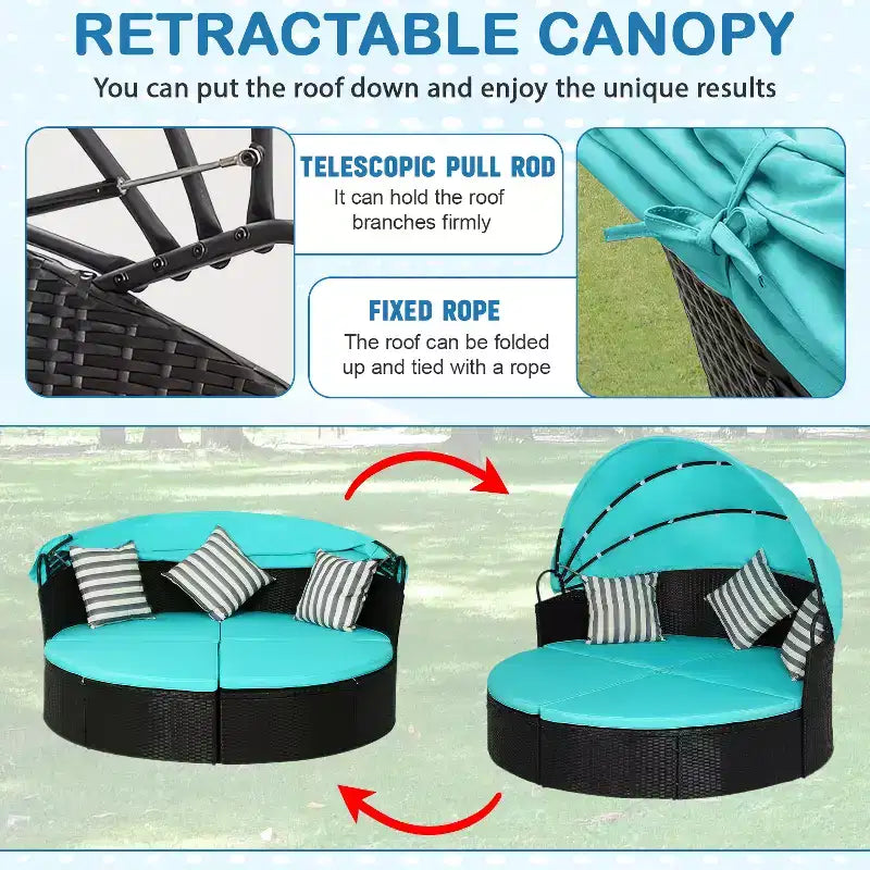 Lit de repos rond en osier BestMassage pour terrasse ou piscine