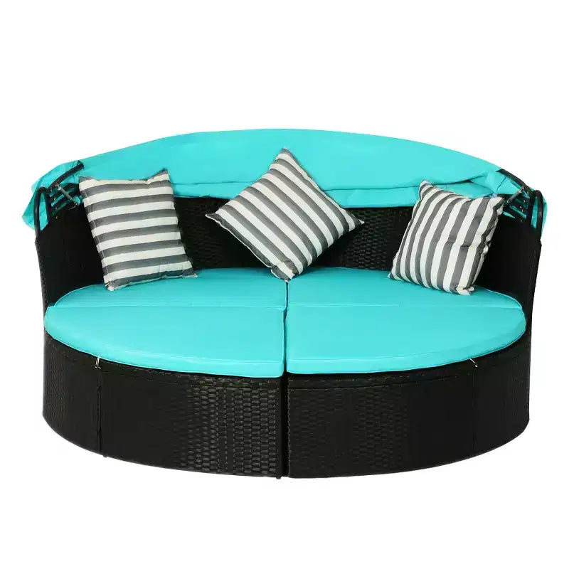 BestMassage Round Wicker Patio Daybed for Backyard Porch Patio or Poolside