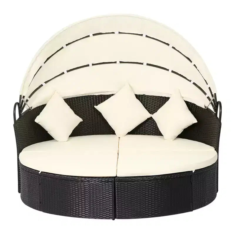 Lit de repos rond en osier BestMassage pour terrasse ou piscine