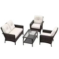 EAGLE PEAK Ensemble de conversation 4 pièces en rotin pour terrasse, canapé et fauteuils d'extérieur en osier avec table basse