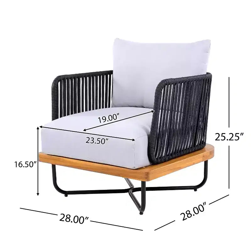 Christopher Knight Home Raphael Ensemble de canapés modulables d'extérieur 4 pièces en corde et acacia (table non incluse)