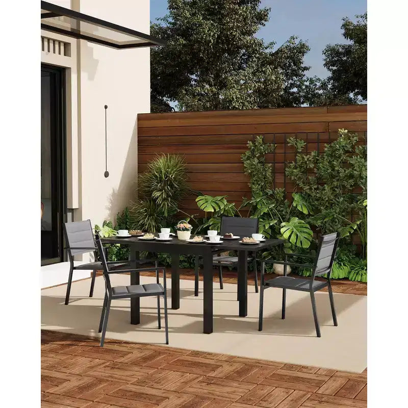 Lot de 2 chaises de patio empilables en aluminium avec tissu textilène pour terrasse, patio, cour.
