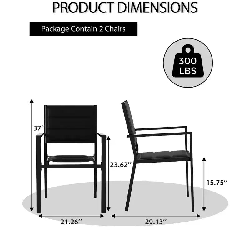 Lot de 2 chaises de patio empilables en aluminium avec tissu textilène pour terrasse, patio, cour.