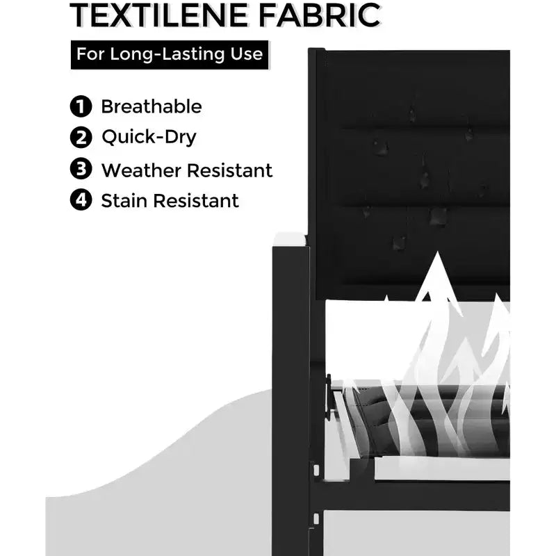 Lot de 2 chaises de patio empilables en aluminium avec tissu textilène pour terrasse, patio, cour.
