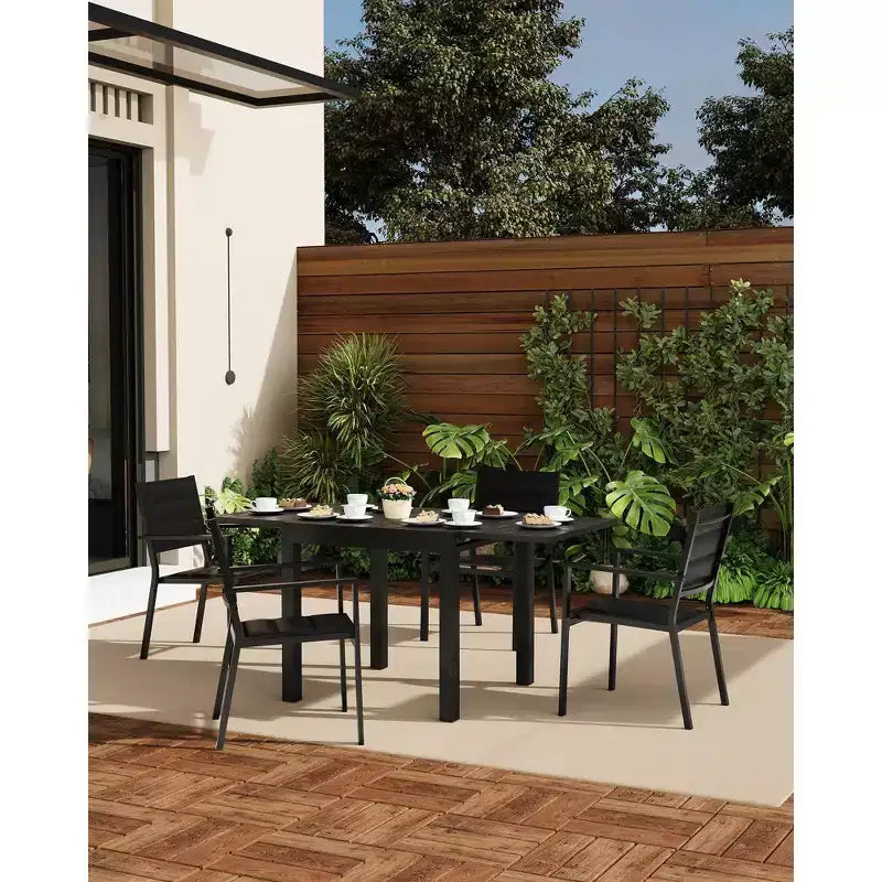 Lot de 2 chaises de patio empilables en aluminium avec tissu textilène pour terrasse, patio, cour.