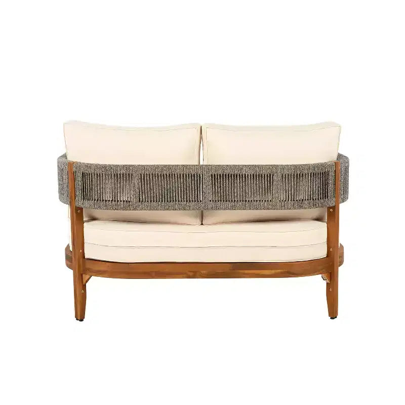 Christopher Knight Home Valentina Ensemble de 4 meubles de patio en bois d'acacia tressé de style rustique avec coussins