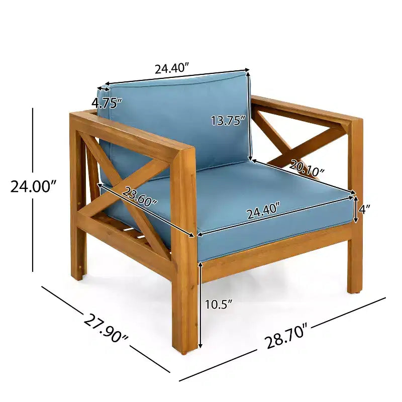 Christopher Knight Home Callum Chaises de club de patio 3 pièces transitionnelles en bois d'acacia avec table d'appoint rectangulaire