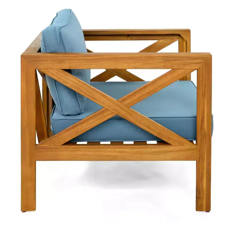 Christopher Knight Home Callum Chaises de club de patio 3 pièces transitionnelles en bois d'acacia avec table d'appoint rectangulaire