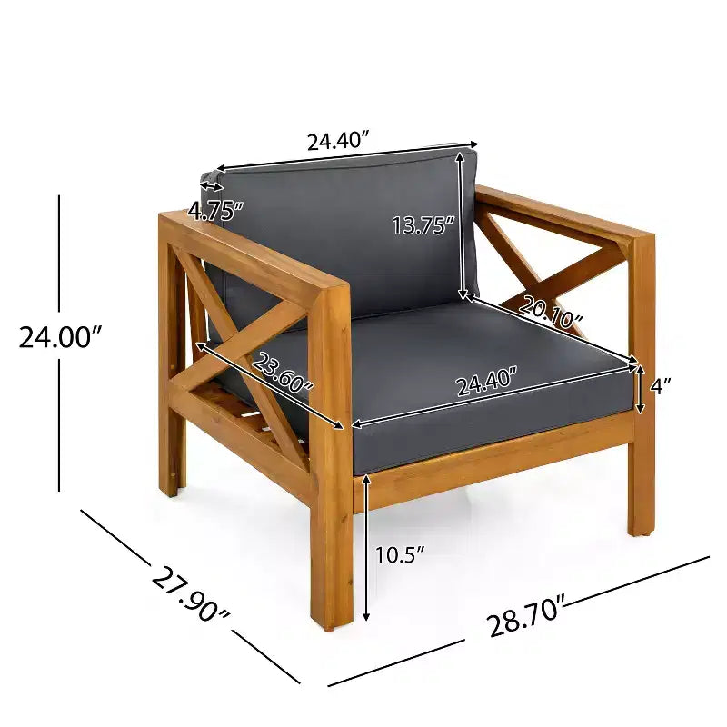 Christopher Knight Home Callum Chaises de club de patio 3 pièces transitionnelles en bois d'acacia avec table d'appoint rectangulaire